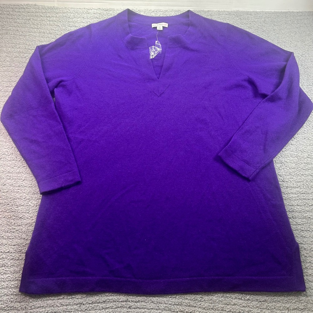Isaac Mizrahi Live! Cashmere Tunic Purple 1X Quiet Luxury Minimalist Classic New